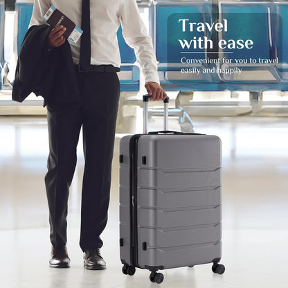 Carry on Luggage, Hard Shell ABS Suitcase with Double Spinner Wheels, Lightweight Expandable Rolling Suit Case with TSA Lock, 21 Inch Charcoal Black