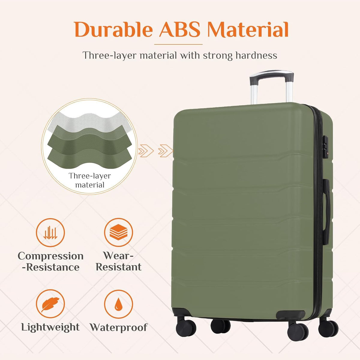 Carry on Luggage, Hard Shell ABS Suitcase with Double Spinner Wheels, Lightweight Expandable Rolling Suit Case with TSA Lock, 21 Inch Charcoal Black