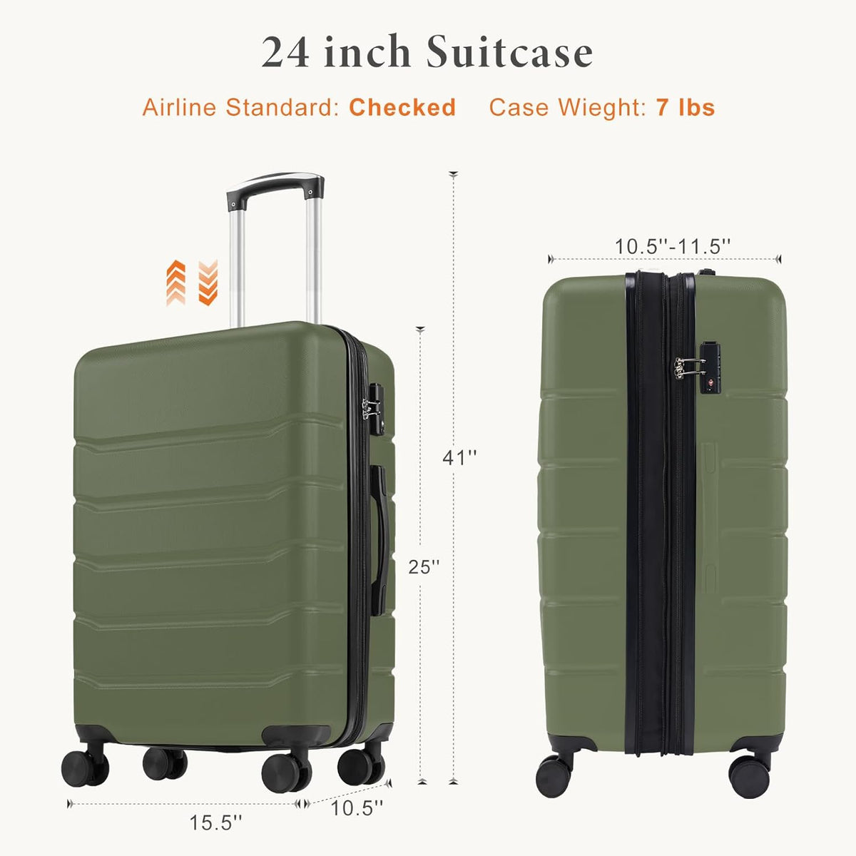 Carry on Luggage, Hard Shell ABS Suitcase with Double Spinner Wheels, Lightweight Expandable Rolling Suit Case with TSA Lock, 21 Inch Charcoal Black