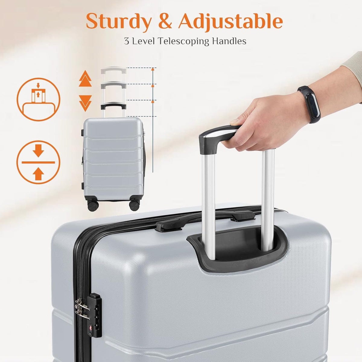 Carry on Luggage, Hard Shell ABS Suitcase with Double Spinner Wheels, Lightweight Expandable Rolling Suit Case with TSA Lock, 21 Inch Charcoal Black