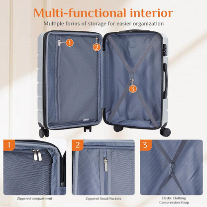 Carry on Luggage, Hard Shell ABS Suitcase with Double Spinner Wheels, Lightweight Expandable Rolling Suit Case with TSA Lock, 21 Inch Charcoal Black