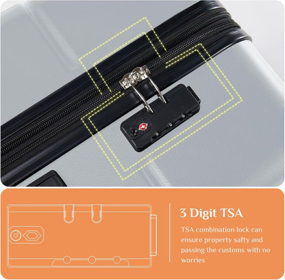 Carry on Luggage, Hard Shell ABS Suitcase with Double Spinner Wheels, Lightweight Expandable Rolling Suit Case with TSA Lock, 21 Inch Charcoal Black