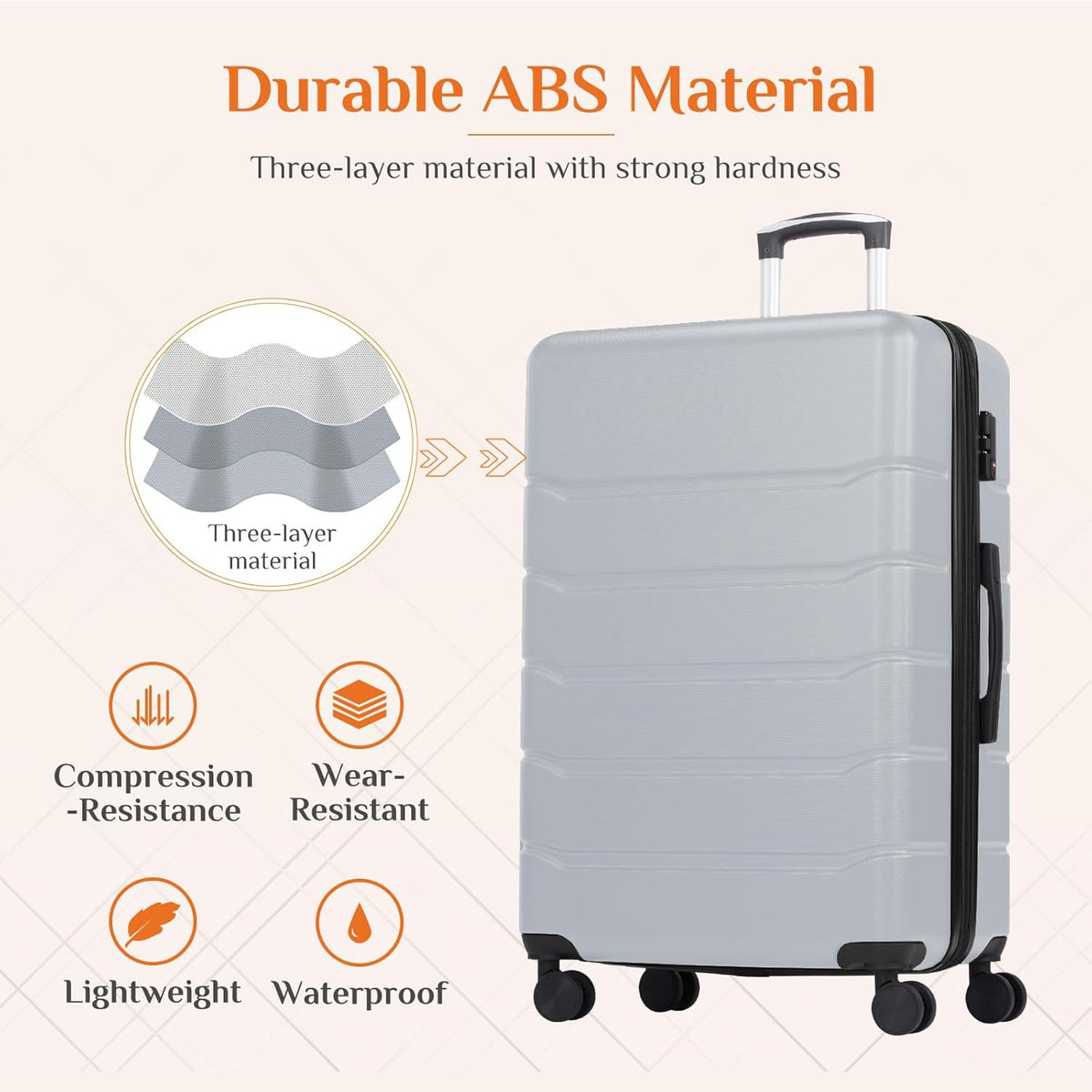 Carry on Luggage, Hard Shell ABS Suitcase with Double Spinner Wheels, Lightweight Expandable Rolling Suit Case with TSA Lock, 21 Inch Charcoal Black