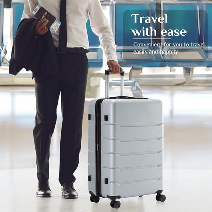 Carry on Luggage, Hard Shell ABS Suitcase with Double Spinner Wheels, Lightweight Expandable Rolling Suit Case with TSA Lock, 21 Inch Charcoal Black