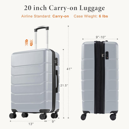 Carry on Luggage, Hard Shell ABS Suitcase with Double Spinner Wheels, Lightweight Expandable Rolling Suit Case with TSA Lock, 21 Inch Charcoal Black