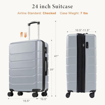 Carry on Luggage, Hard Shell ABS Suitcase with Double Spinner Wheels, Lightweight Expandable Rolling Suit Case with TSA Lock, 21 Inch Charcoal Black