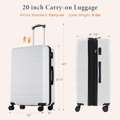 Carry on Luggage, Hard Shell ABS Suitcase with Double Spinner Wheels, Lightweight Expandable Rolling Suit Case with TSA Lock, 21 Inch Charcoal Black