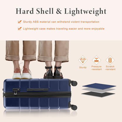 Carry on Luggage, Hard Shell ABS Suitcase with Double Spinner Wheels, Lightweight Expandable Rolling Suit Case with TSA Lock, 21 Inch Charcoal Black