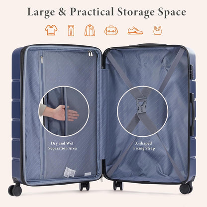 Carry on Luggage, Hard Shell ABS Suitcase with Double Spinner Wheels, Lightweight Expandable Rolling Suit Case with TSA Lock, 21 Inch Charcoal Black