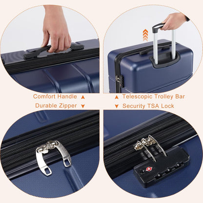 Carry on Luggage, Hard Shell ABS Suitcase with Double Spinner Wheels, Lightweight Expandable Rolling Suit Case with TSA Lock, 21 Inch Charcoal Black