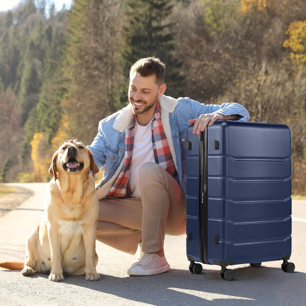 Carry on Luggage, Hard Shell ABS Suitcase with Double Spinner Wheels, Lightweight Expandable Rolling Suit Case with TSA Lock, 21 Inch Charcoal Black