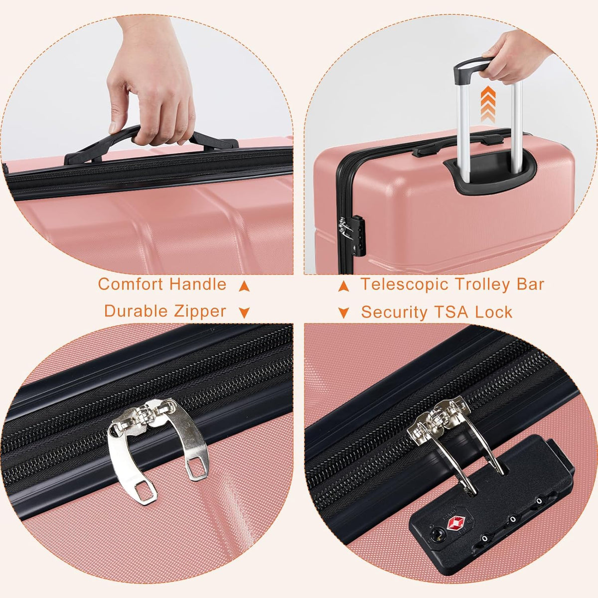 Carry on Luggage, Hard Shell ABS Suitcase with Double Spinner Wheels, Lightweight Expandable Rolling Suit Case with TSA Lock, 21 Inch Charcoal Black