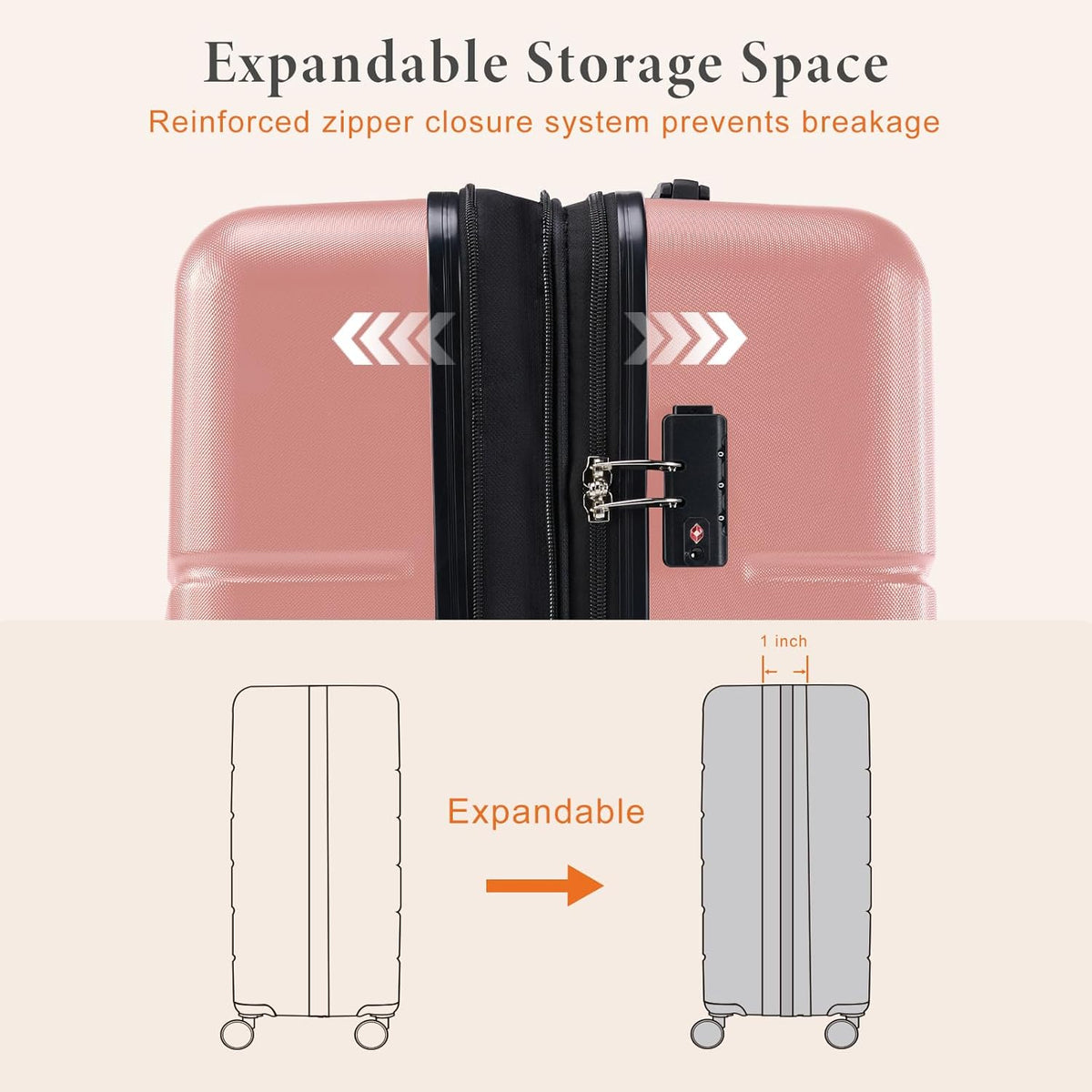 Carry on Luggage, Hard Shell ABS Suitcase with Double Spinner Wheels, Lightweight Expandable Rolling Suit Case with TSA Lock, 21 Inch Charcoal Black