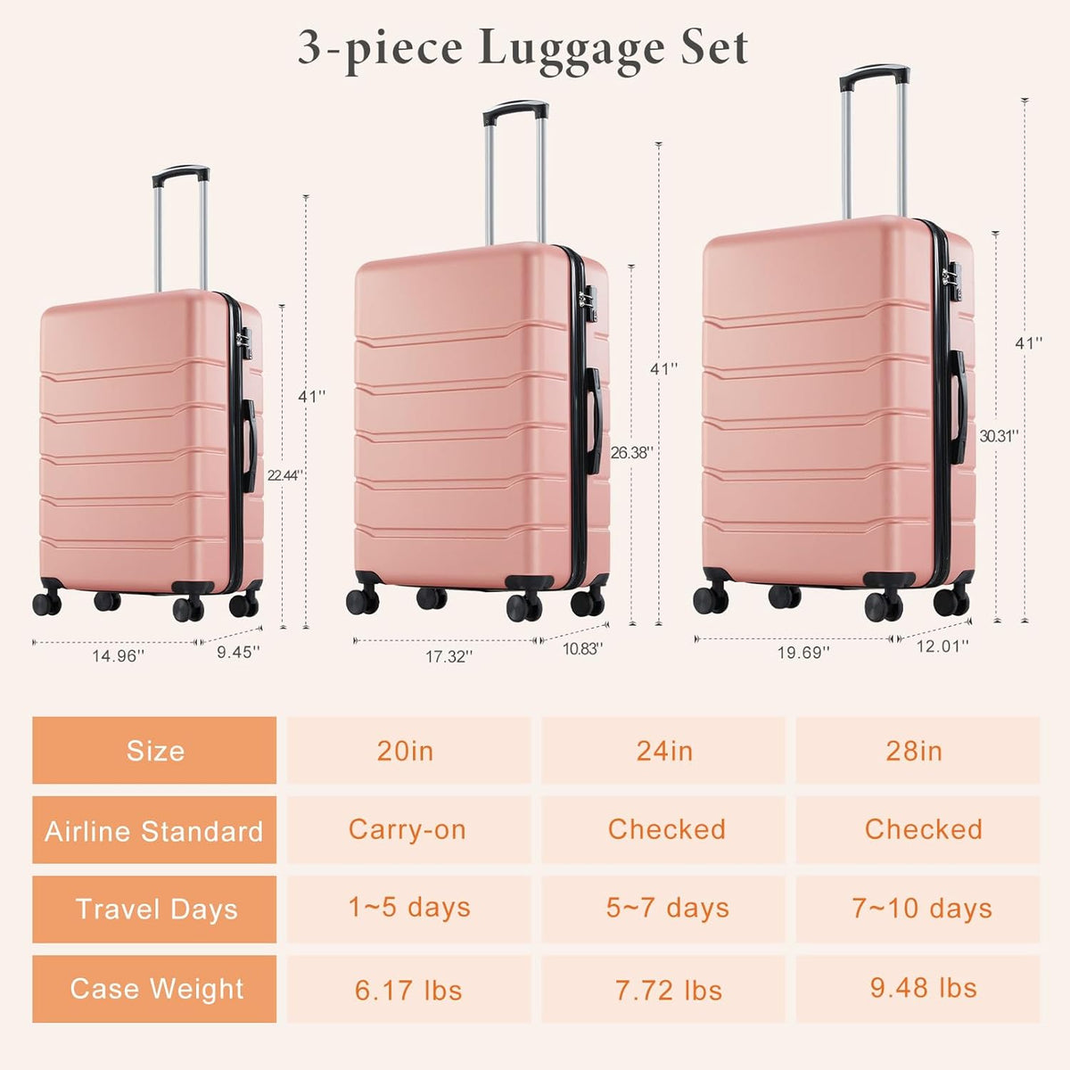 Carry on Luggage, Hard Shell ABS Suitcase with Double Spinner Wheels, Lightweight Expandable Rolling Suit Case with TSA Lock, 21 Inch Charcoal Black