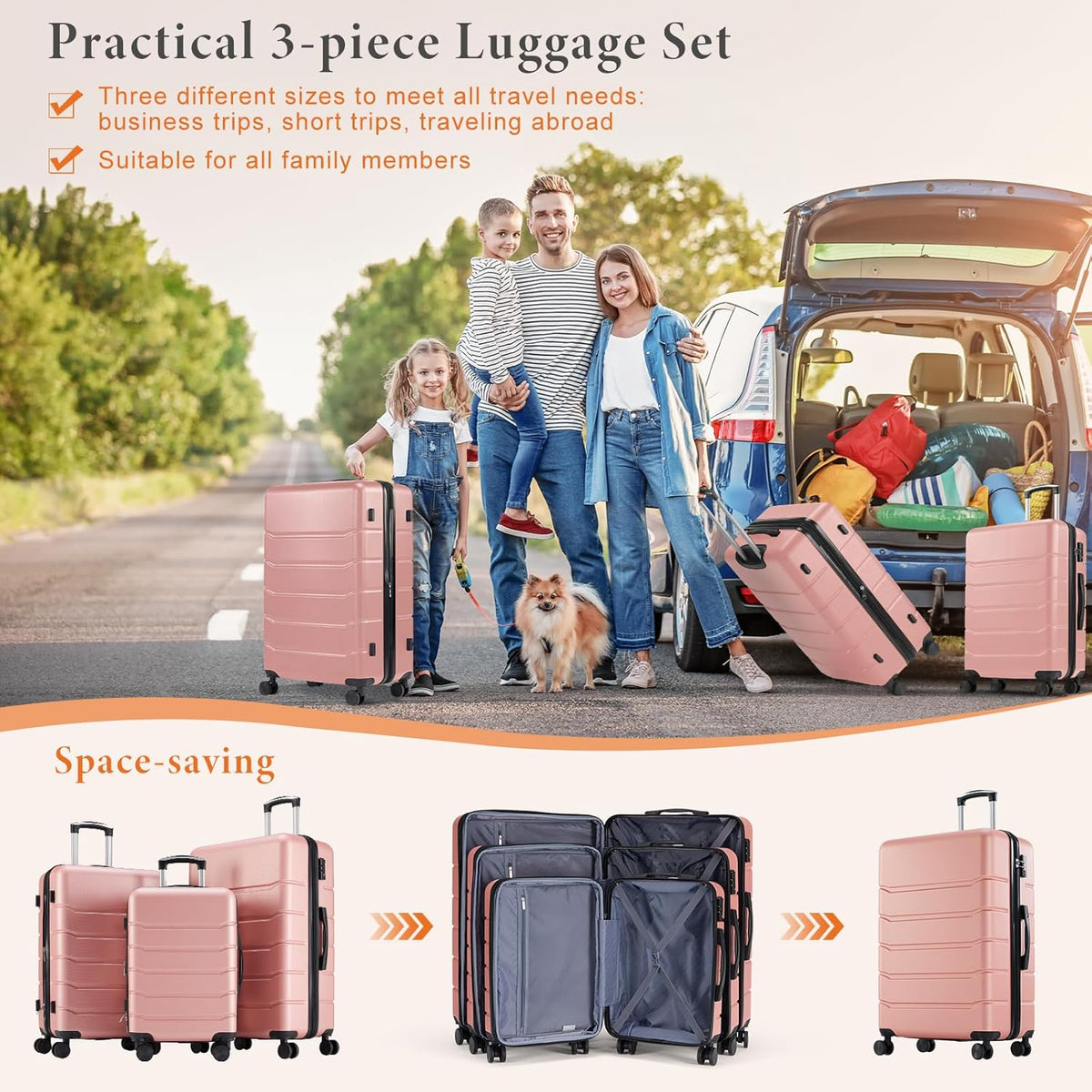 Carry on Luggage, Hard Shell ABS Suitcase with Double Spinner Wheels, Lightweight Expandable Rolling Suit Case with TSA Lock, 21 Inch Charcoal Black