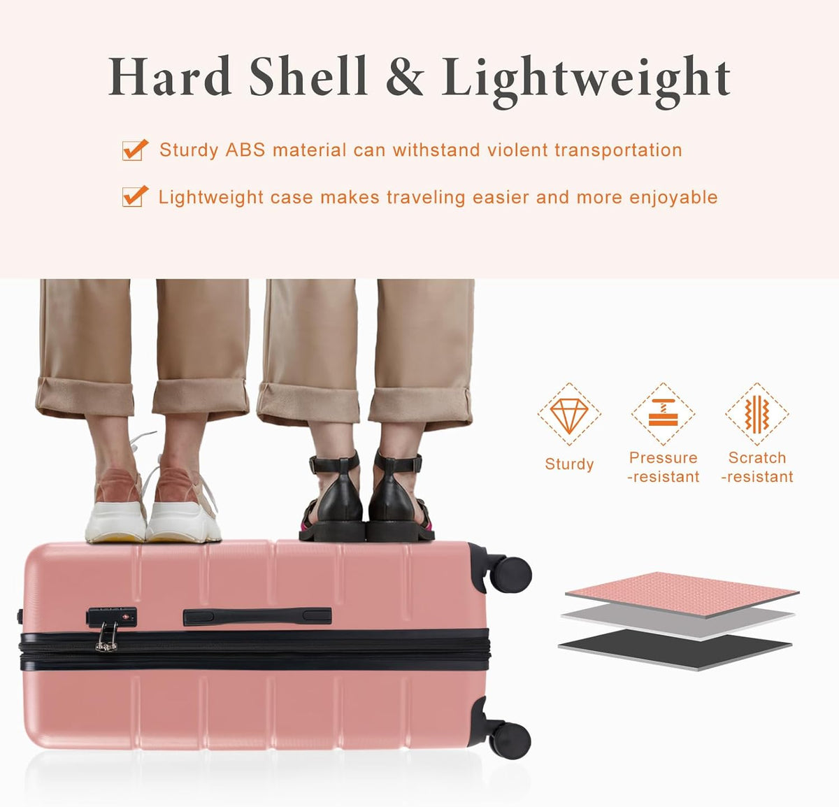 Carry on Luggage, Hard Shell ABS Suitcase with Double Spinner Wheels, Lightweight Expandable Rolling Suit Case with TSA Lock, 21 Inch Charcoal Black