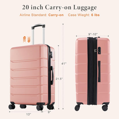 Carry on Luggage, Hard Shell ABS Suitcase with Double Spinner Wheels, Lightweight Expandable Rolling Suit Case with TSA Lock, 21 Inch Charcoal Black