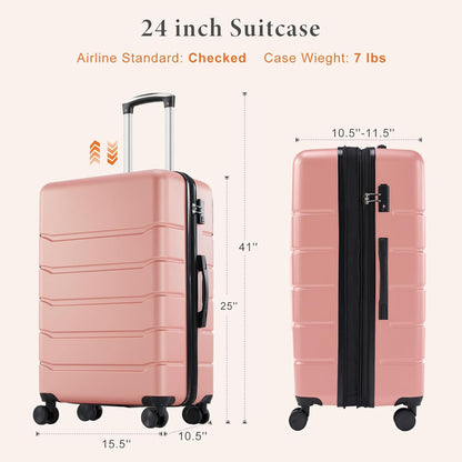 Carry on Luggage, Hard Shell ABS Suitcase with Double Spinner Wheels, Lightweight Expandable Rolling Suit Case with TSA Lock, 21 Inch Charcoal Black