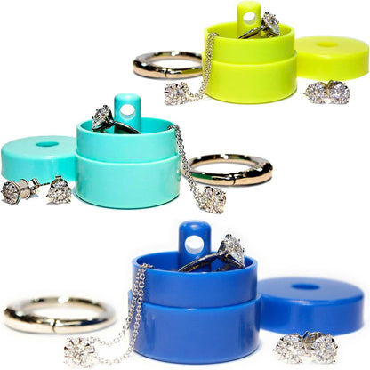Travel Jewelry Box Case, Ring Holder on Shark Tank for Women Girls with Keychain, Small Jewelry Organizer Boxes Storage Case, Portable Key Chain