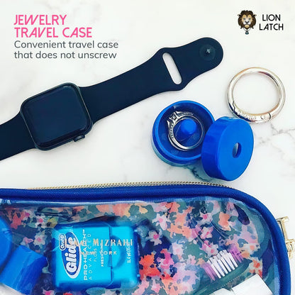 Travel Jewelry Box Case, Ring Holder on Shark Tank for Women Girls with Keychain, Small Jewelry Organizer Boxes Storage Case, Portable Key Chain