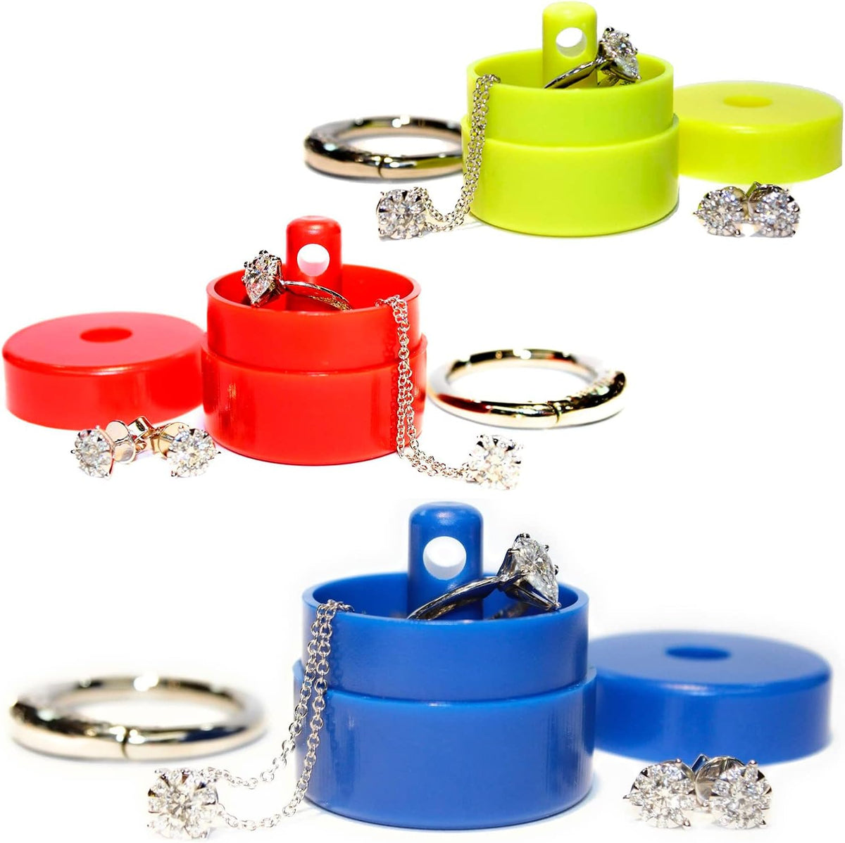 Travel Jewelry Box Case, Ring Holder on Shark Tank for Women Girls with Keychain, Small Jewelry Organizer Boxes Storage Case, Portable Key Chain