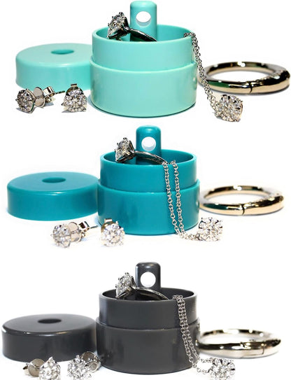 Travel Jewelry Box Case, Ring Holder on Shark Tank for Women Girls with Keychain, Small Jewelry Organizer Boxes Storage Case, Portable Key Chain