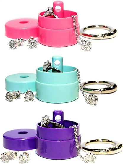 Travel Jewelry Box Case, Ring Holder on Shark Tank for Women Girls with Keychain, Small Jewelry Organizer Boxes Storage Case, Portable Key Chain