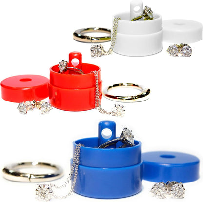 Travel Jewelry Box Case, Ring Holder on Shark Tank for Women Girls with Keychain, Small Jewelry Organizer Boxes Storage Case, Portable Key Chain