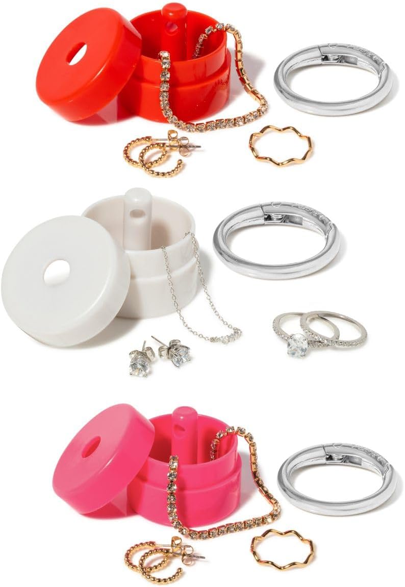 Travel Jewelry Box Case, Ring Holder on Shark Tank for Women Girls with Keychain, Small Jewelry Organizer Boxes Storage Case, Portable Key Chain