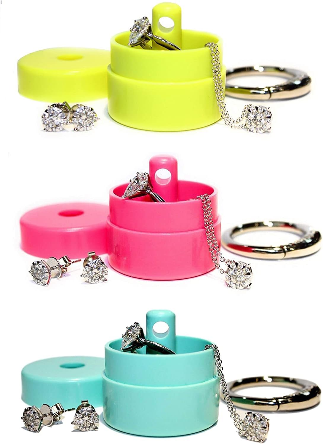 Travel Jewelry Box Case, Ring Holder on Shark Tank for Women Girls with Keychain, Small Jewelry Organizer Boxes Storage Case, Portable Key Chain