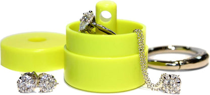 Travel Jewelry Box Case, Ring Holder on Shark Tank for Women Girls with Keychain, Small Jewelry Organizer Boxes Storage Case, Portable Key Chain