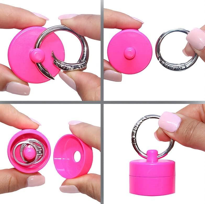 Travel Jewelry Box Case, Ring Holder on Shark Tank for Women Girls with Keychain, Small Jewelry Organizer Boxes Storage Case, Portable Key Chain
