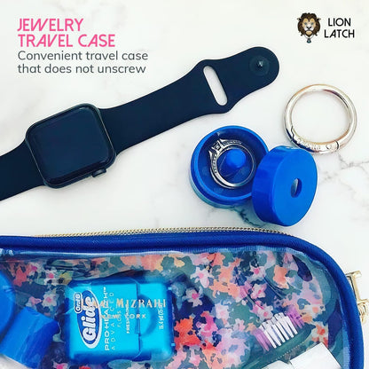 Travel Jewelry Box Case, Ring Holder on Shark Tank for Women Girls with Keychain, Small Jewelry Organizer Boxes Storage Case, Portable Key Chain