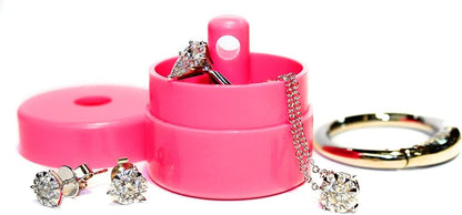 Travel Jewelry Box Case, Ring Holder on Shark Tank for Women Girls with Keychain, Small Jewelry Organizer Boxes Storage Case, Portable Key Chain