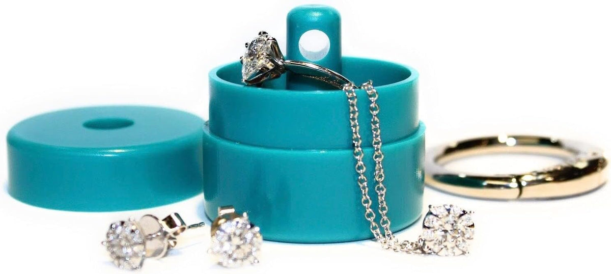Travel Jewelry Box Case, Ring Holder on Shark Tank for Women Girls with Keychain, Small Jewelry Organizer Boxes Storage Case, Portable Key Chain