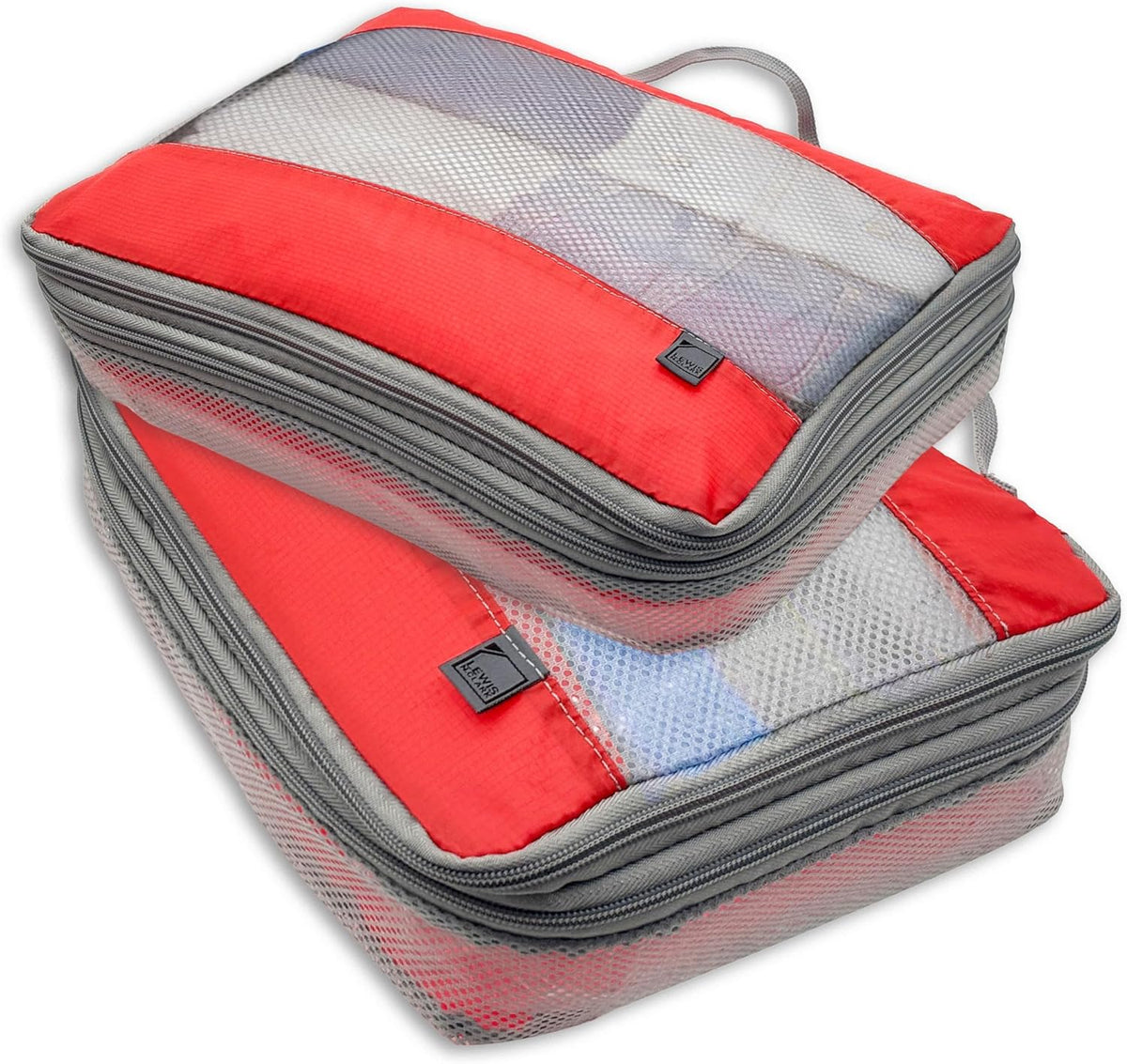 ElectroLight Expandable Compression-Packing Cube + Travel Organizer for Luggage, Suitcase or Carry On with Smart Design Grab Handle & Breathable Mesh, 2-Pack (1 Med, 1 Lrg), Dark Blue