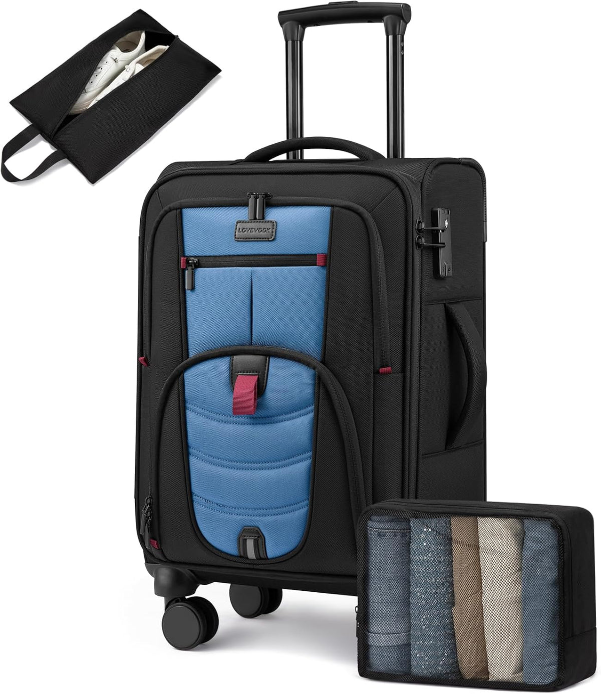 Carry On Luggage Airline Approved, Suitcases with Spinner Wheels, Softside Carry-on Luggage with TSA Lock for Men Women Business Trip, Lightweight Large Capacity Luggage for Travel, Grey