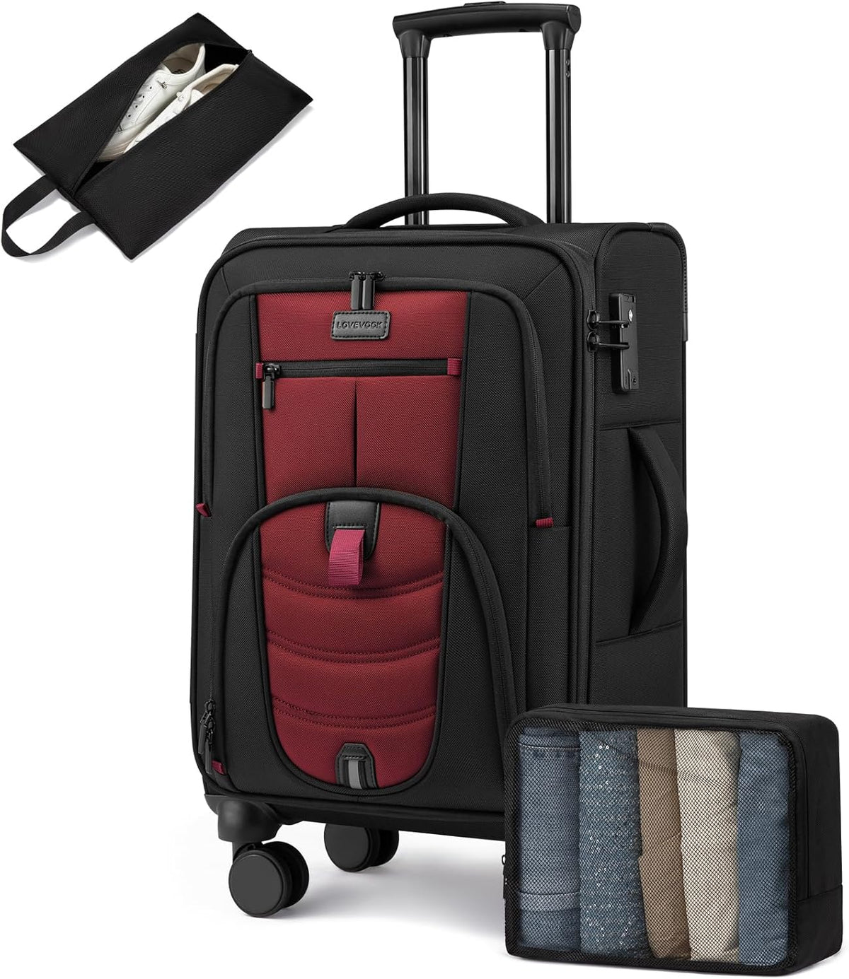 Carry On Luggage Airline Approved, Suitcases with Spinner Wheels, Softside Carry-on Luggage with TSA Lock for Men Women Business Trip, Lightweight Large Capacity Luggage for Travel, Grey