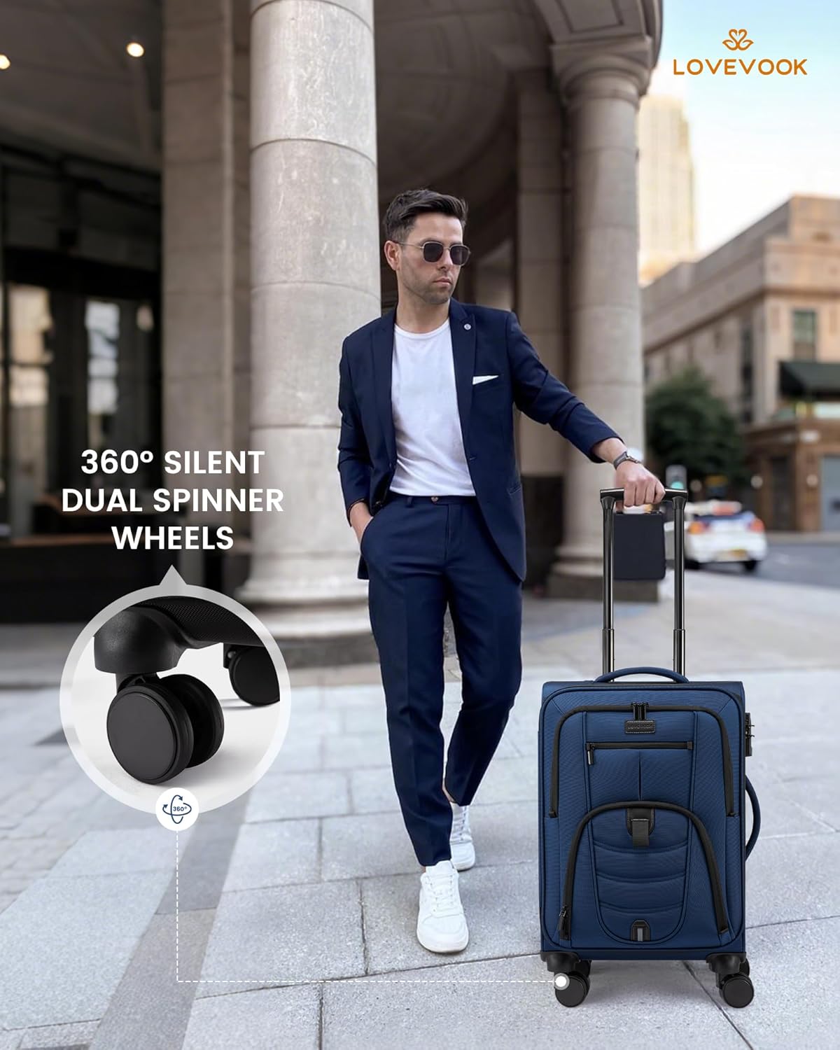 Carry On Luggage Airline Approved, Suitcases with Spinner Wheels, Softside Carry-on Luggage with TSA Lock for Men Women Business Trip, Lightweight Large Capacity Luggage for Travel, Grey