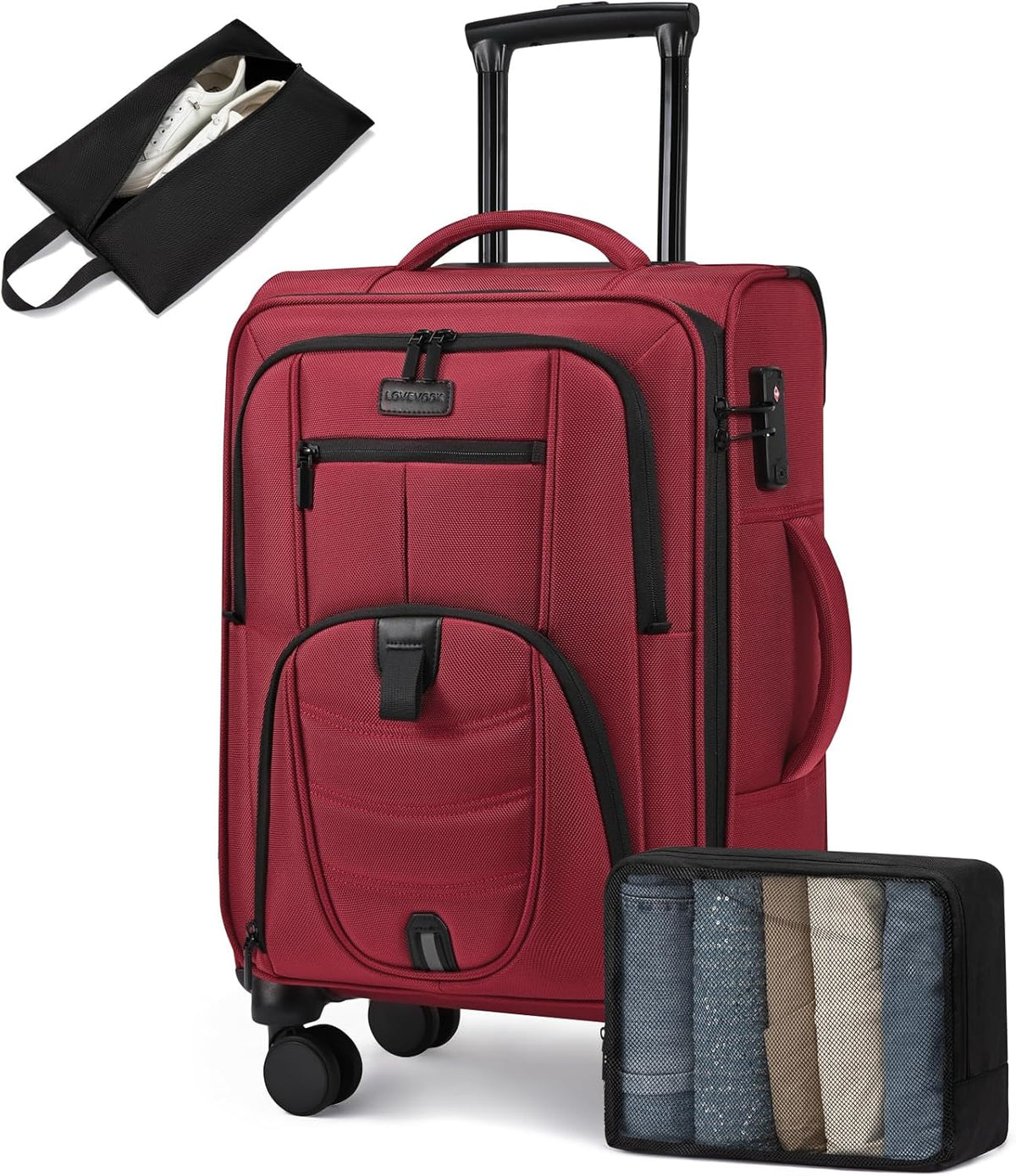 Carry On Luggage Airline Approved, Suitcases with Spinner Wheels, Softside Carry-on Luggage with TSA Lock for Men Women Business Trip, Lightweight Large Capacity Luggage for Travel, Grey