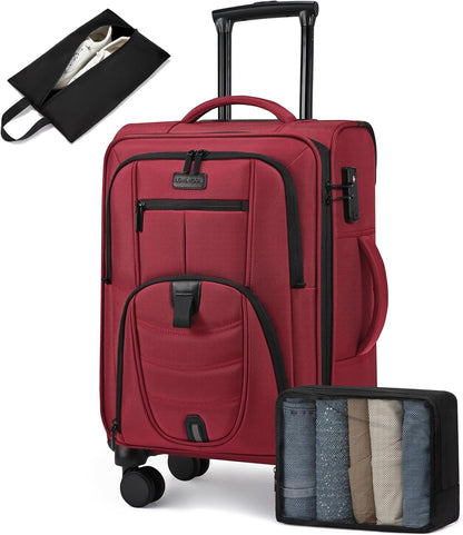 Carry On Luggage Airline Approved, Suitcases with Spinner Wheels, Softside Carry-on Luggage with TSA Lock for Men Women Business Trip, Lightweight Large Capacity Luggage for Travel, Grey