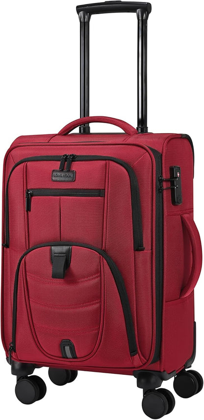Carry On Luggage Airline Approved, Suitcases with Spinner Wheels, Softside Carry-on Luggage with TSA Lock for Men Women Business Trip, Lightweight Large Capacity Luggage for Travel, Grey