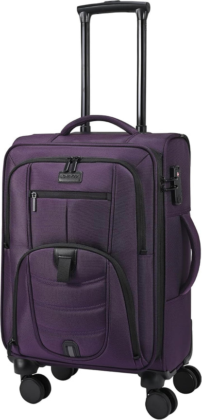 Carry On Luggage Airline Approved, Suitcases with Spinner Wheels, Softside Carry-on Luggage with TSA Lock for Men Women Business Trip, Lightweight Large Capacity Luggage for Travel, Grey