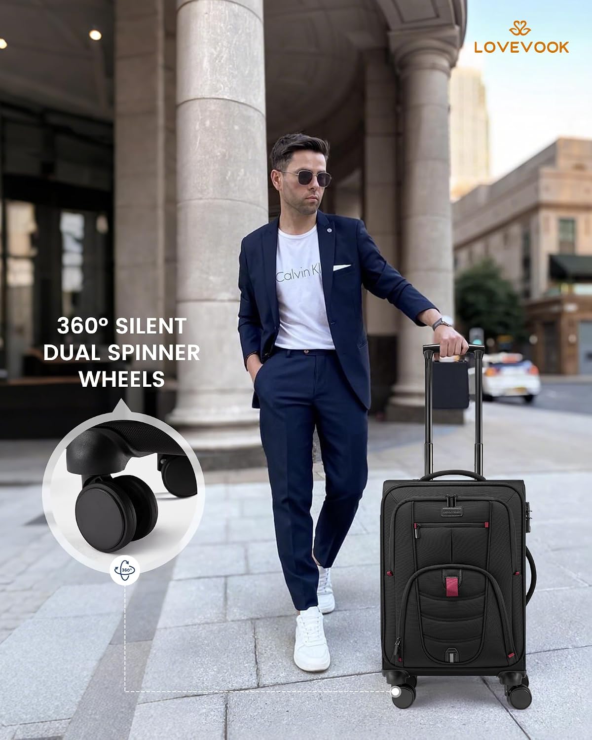 Carry On Luggage Airline Approved, Suitcases with Spinner Wheels, Softside Carry-on Luggage with TSA Lock for Men Women Business Trip, Lightweight Large Capacity Luggage for Travel, Grey