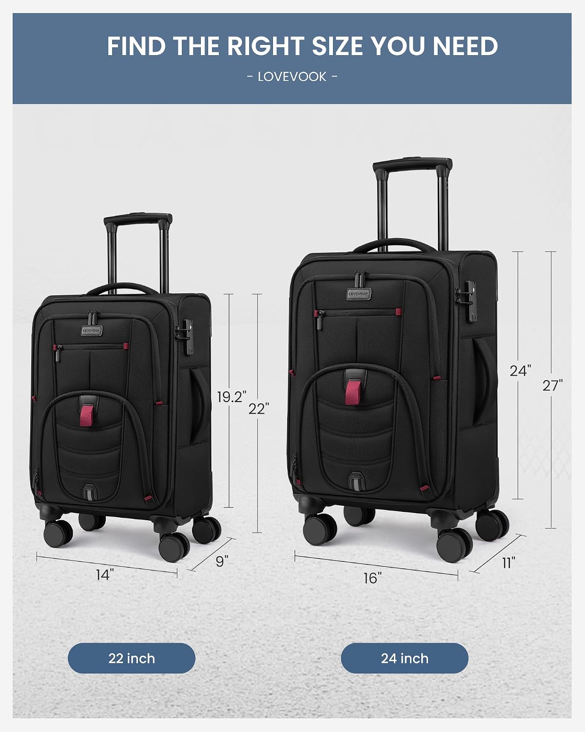Carry On Luggage Airline Approved, Suitcases with Spinner Wheels, Softside Carry-on Luggage with TSA Lock for Men Women Business Trip, Lightweight Large Capacity Luggage for Travel, Grey