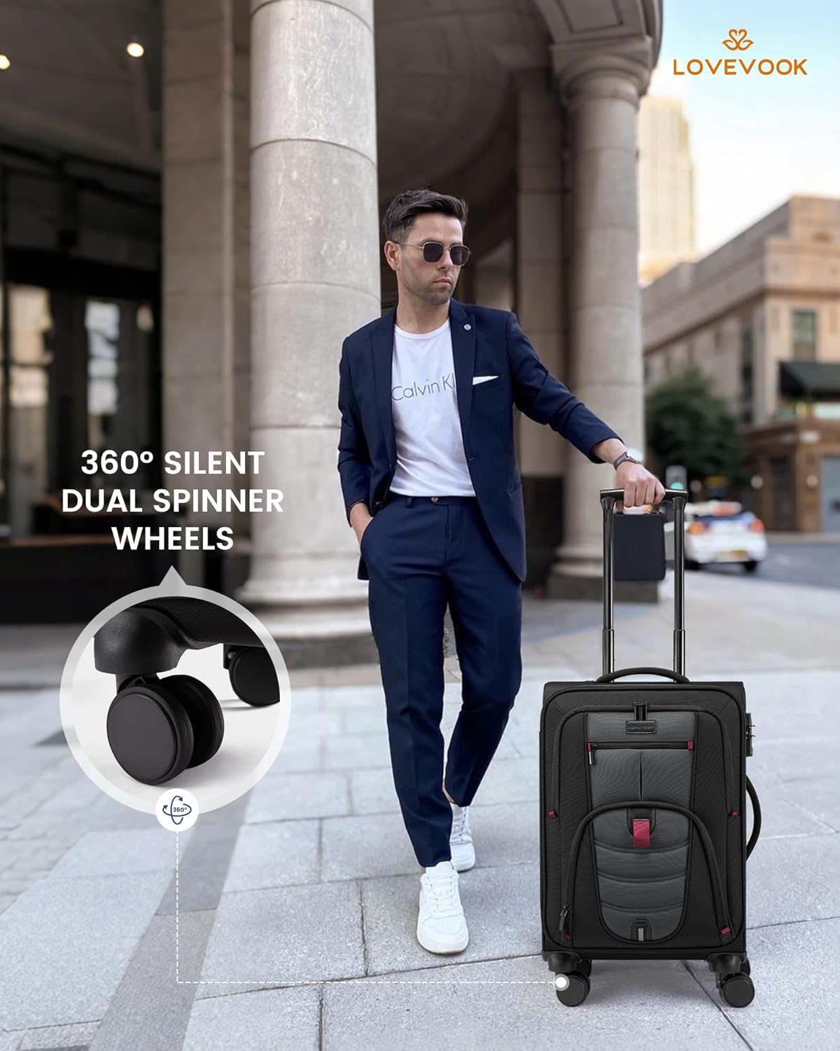 Carry On Luggage Airline Approved, Suitcases with Spinner Wheels, Softside Carry-on Luggage with TSA Lock for Men Women Business Trip, Lightweight Large Capacity Luggage for Travel, Grey