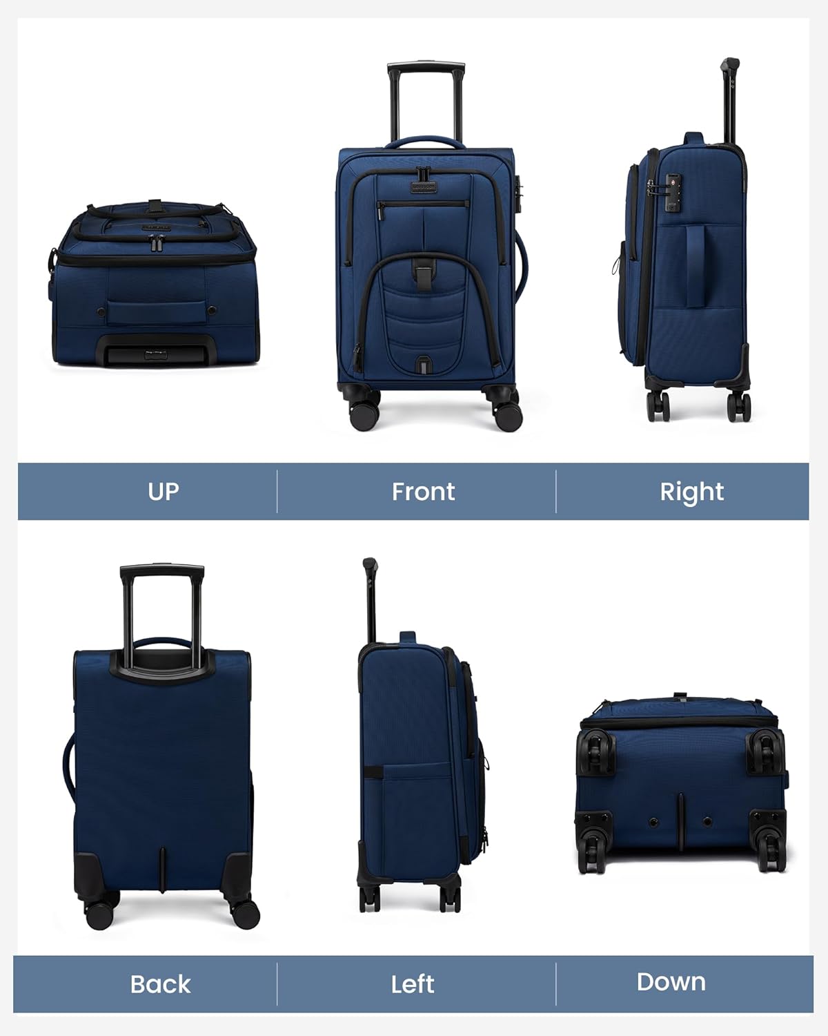 Carry On Luggage Airline Approved, Suitcases with Spinner Wheels, Softside Carry-on Luggage with TSA Lock for Men Women Business Trip, Lightweight Large Capacity Luggage for Travel, Grey
