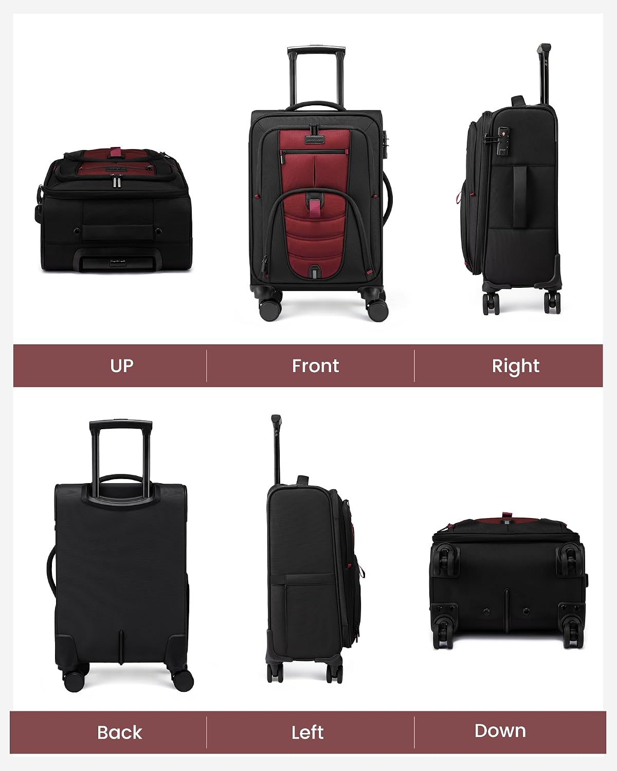 Carry On Luggage Airline Approved, Suitcases with Spinner Wheels, Softside Carry-on Luggage with TSA Lock for Men Women Business Trip, Lightweight Large Capacity Luggage for Travel, Grey