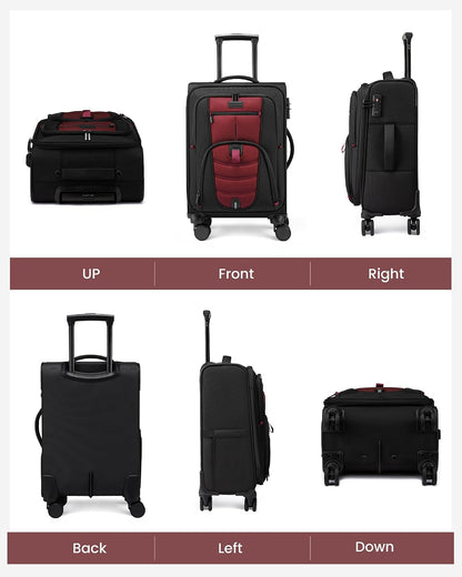 Carry On Luggage Airline Approved, Suitcases with Spinner Wheels, Softside Carry-on Luggage with TSA Lock for Men Women Business Trip, Lightweight Large Capacity Luggage for Travel, Grey