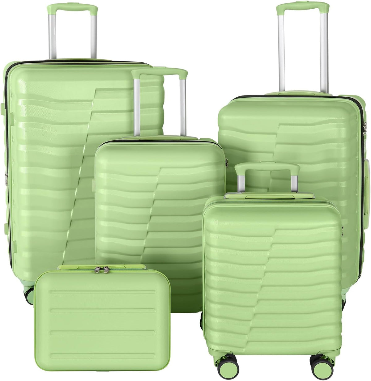 22×14×9 Airline Approved Carry On Luggage with Front Open Pocket, Spinner Wheels, ABS+PC Hardshell Small 20inch Suitcase with Protective Cover and Luggage Tag, Avocado Green
